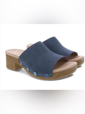 Dansko Giana Mule Clog Slip On Sandals Blue Suede size 42 🩵👡